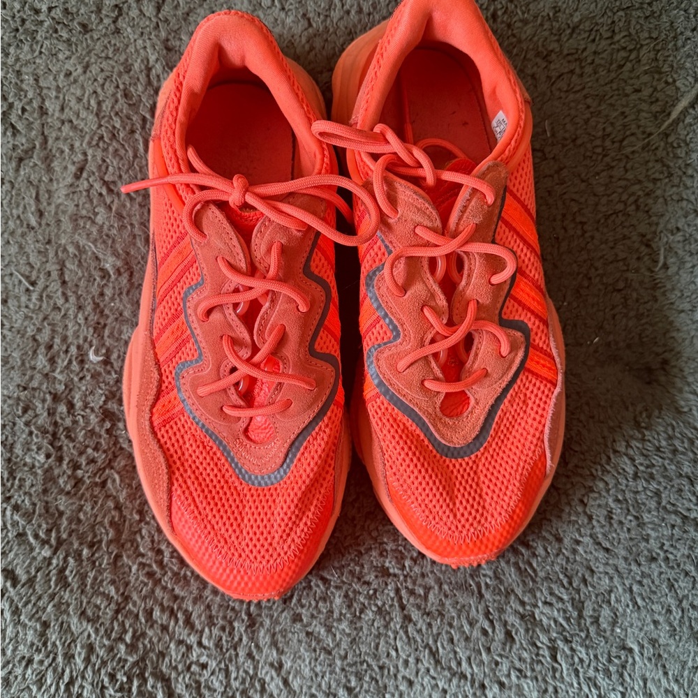 Adidas Orange Sneakers Mesh Upper Sporty Design